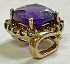 10kyg Halo Design Cushion Cut Amethyst Round Brilliant Cut Diamond Pendant 0.8G — photo 9