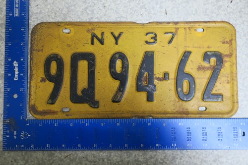 New York NY Nummernschild 1937 9Q-94-62 (AYCF) - Bild 1 von 2