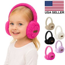 C.C Children Girl Kids Cable Knit Fur Earmuff Ear Warmer Winter Gear 2-6 Years