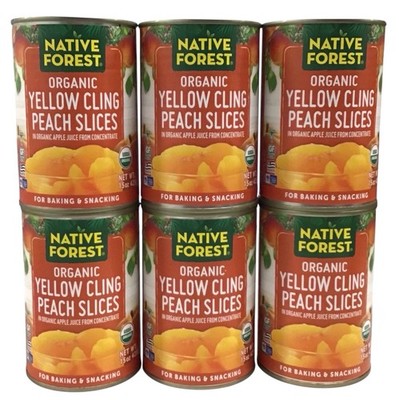 6 Native Forest Organic Yellow Cling Peach Slices 15 Oz Cans