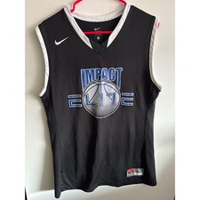 Nike Impact Elite Basketball Jersey Black White Sleeveless Athletic Mens