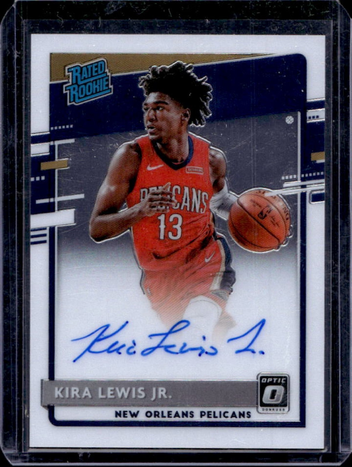 2020-21 Donruss Optic Kira Lewis Jr. Rated Rookie RC Auto #163 Pelicans