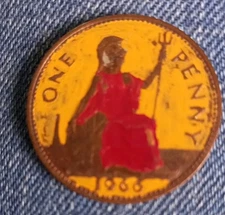 1966 Great Britain One Penny Enamelled Coin
