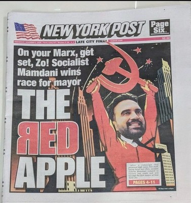 Mamdani Wins NYC Mayoral Election Red Apple New York Post 11/5/2025