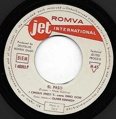 I Cinque Enzos Why / El Paso MONO Vinyl Single 7inch Jet International