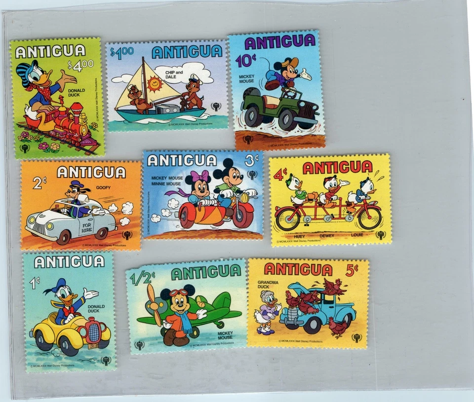 x9 1979 Микки Антигуа Disney мыши мультфильм Дональд транспорта марки утка C12 - Изображение 2 из 3