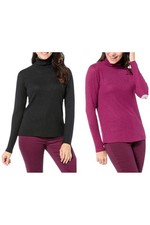 IMAN Global Chic Women's 2-pack Turtleneck Sweater Bright Orchid Black