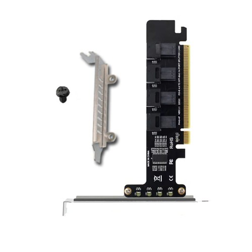 1PC Multi-Port PCIe 4.0 Expansion Card 4*U.2 NVMe PCI-E X4/8/16 to SFF-8643