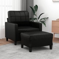 Sessel Mit Hocker Schwarz 60 Cm Kunstleder