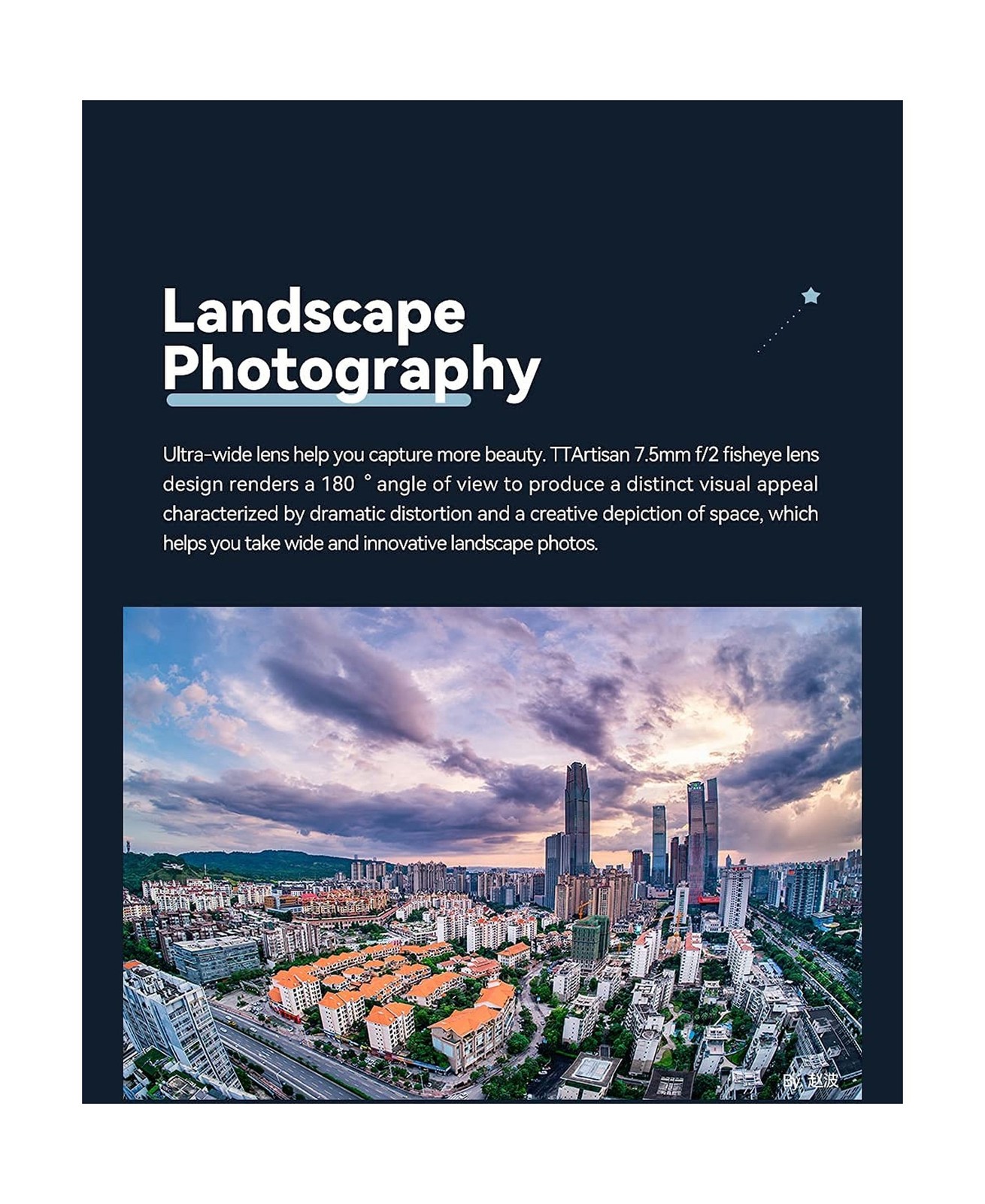 TTArtisan 7.5mm F2 APS-C Fisheye Lens 180° Ultra Wide Angle Large Aperture