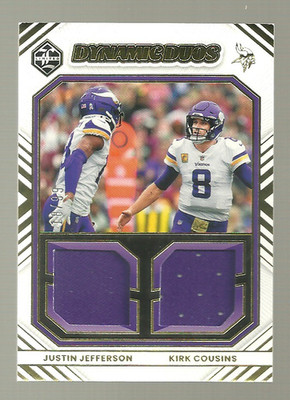 18/99 Justin Jefferson & Kirk Cousins 2022 Panini Limited Dynamic Duos #DD-MINI