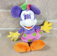 Disney Parks Minnie Mouse Plush 10" Purple Multicolor Stuffed Character WDW