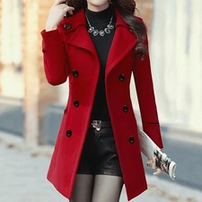 Women's Lined Double-Breasted Casual Coat Winter Blazer Jacket