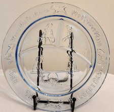 1970s See-Saw Margery Daw Tiara Glass Company Light Blue 3 Sections Childs Plate