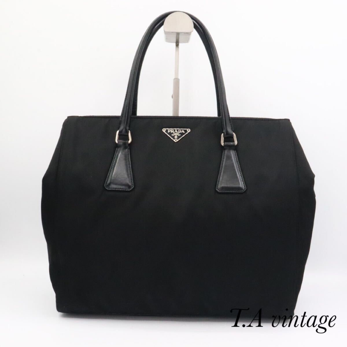 RARE Prada Nylon Triangle Logo Black Handbag in Excellent Condition