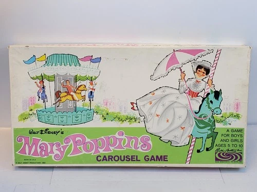 Vtg 1964 Parker Brothers Mary Poppins Carousel Board Game Walt Disney Complete
