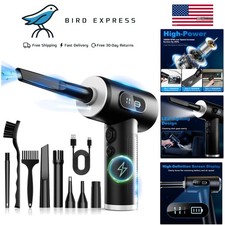 Electric Air Duster 100000RPM Rechargeable Cordless Blower with LED Light, Mu...