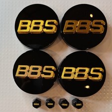 4pc 3d Gold Black Bbs 56mm Center Caps 56.24.012 4pc Black Valve Caps -mbi