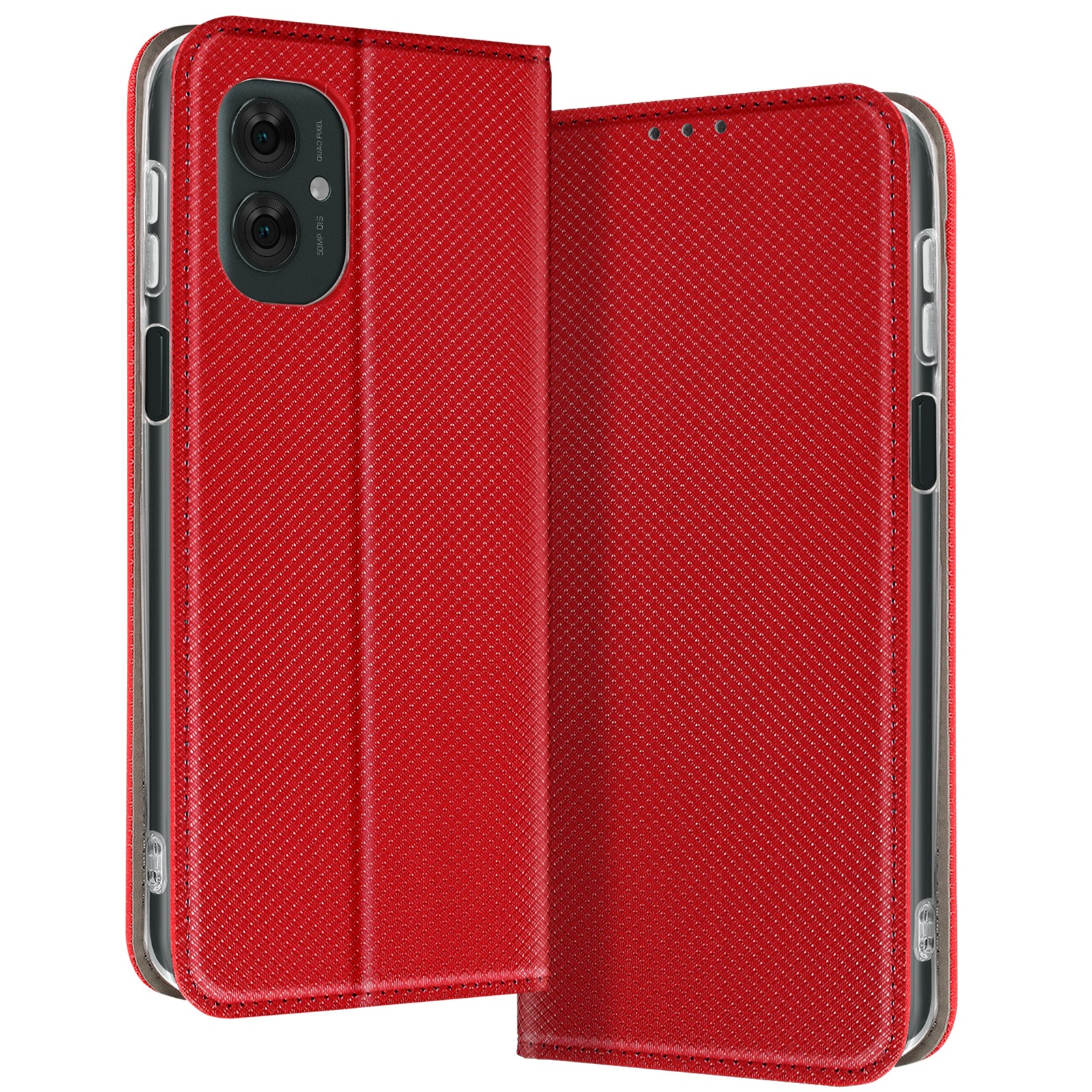 Étui rouge Moto G55 Avizar avec porte-carte et support vidéo intégré