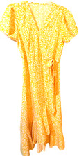 Women’s dress, medium, yellow with white flowers,
