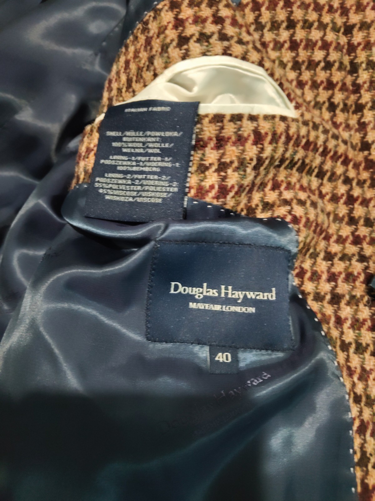 Douglas Hayward Harris Tweed Style 1 Houndstooth Overcoat Brown Size Medium image 8