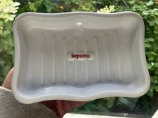 REPUBLIC Porcelain Pedestal Mount Sink Soap Holder c1910’s Antique Bathroom