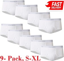 Hanes Mens Large 36-38" Tagless White Briefs Value Pack 9 Pairs SEALED,size S-XL