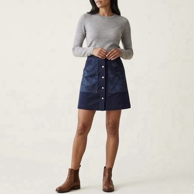 Theory Sz 8 Slyn Skirt Navy Button Snap Front Ponte  A Line Corpcore