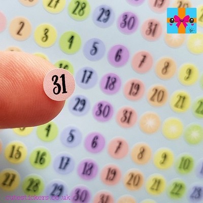 Datum Punkt Zahl Planer Aufkleber MEHRFARBIG Schrift Erinnerung Tagebuch Kalender