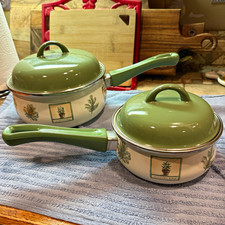 Pfaltzgraff Naturewood Accents Porcelain/Steel 1Qt & 2Qt Covered Saucepans