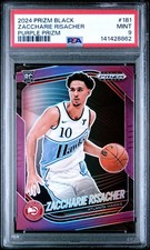 2024-25 Panini Prizm Black Purple Zaccharie Risacher Rookie Card #181 /99 PSA 9
