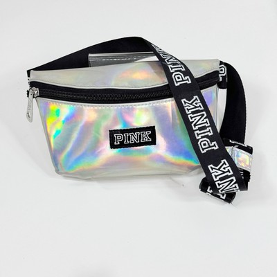 Pink by Victoria s Secret Iridescent Holographic Fanny Pack Silver