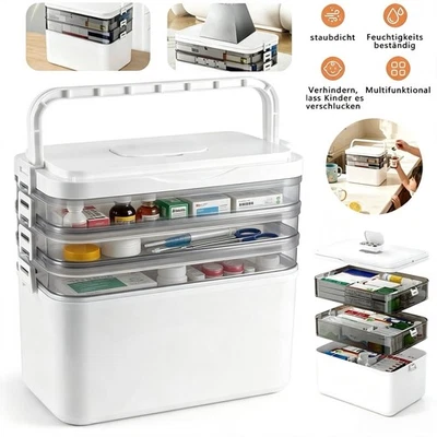 4-Etagen Medizin Box Medizinbox Groß Multifunktions Abschließbar für Home Office - Bild 1 von 4