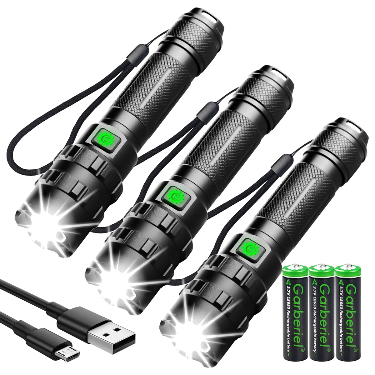 Sogidon Rechargeable Flashlights 900,000 High Lumens, LED Powerful Tactical  Flash Light Battery Powered, Small Handheld Light with 5 Modes, Zoomable