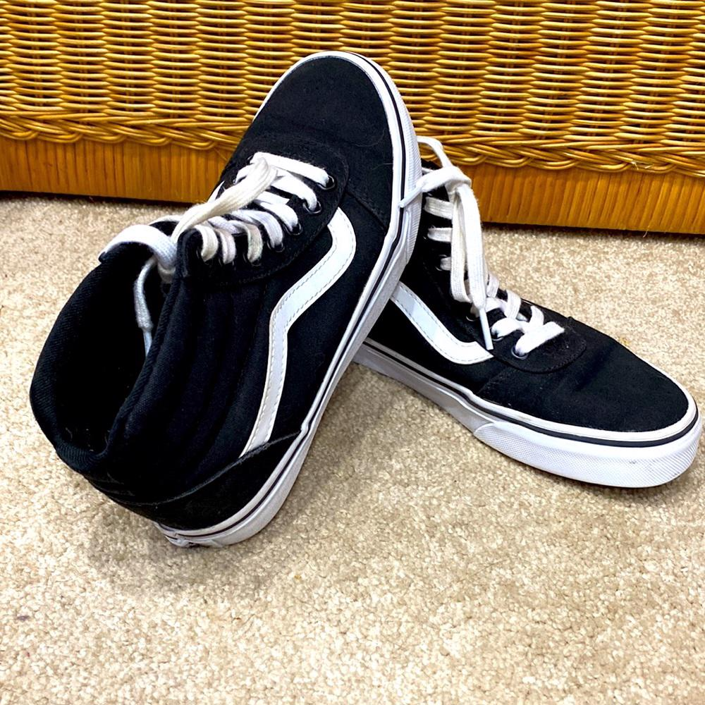 Vans Tall Black White Canvas Best Shoes Women's Size Sneakers
