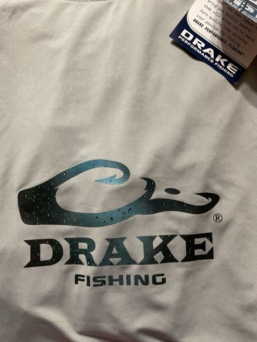 Drake Fishing T-Shirt Men Long Sleeve Ghost Gray Graphic Lightweight Sz M NWT B7 - Picture 3 of 8