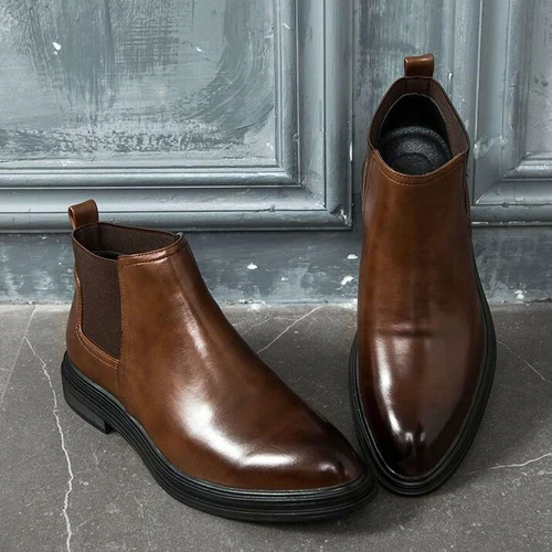 Chelsea Stiefeletten Herren Kunstleder Mode Freizeit Stiefeletten Elegant Formell 43 - Bild 8 von 46