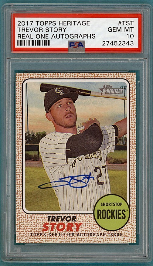 2017 Topps Heritage Trevor Story Real One Autographs #TST PSA 10! Rockies!