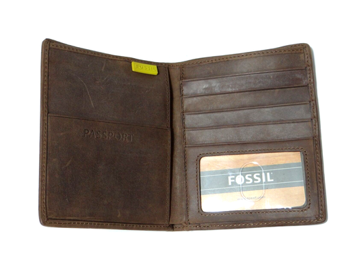 Fossil Leder Reisepass Dokument Karten Etui Geld Geldbörse Unisex Neuwertig! - Bild 5 von 12
