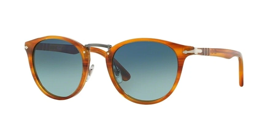 Persol TYPEWRITER EDITION PO 3108S Striped Brown/Blue Shaded Polar Sunglasses