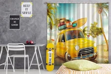 3D Beach Car A4319 Transport Photo Curtain Window Blockout Fabric Amy 2023