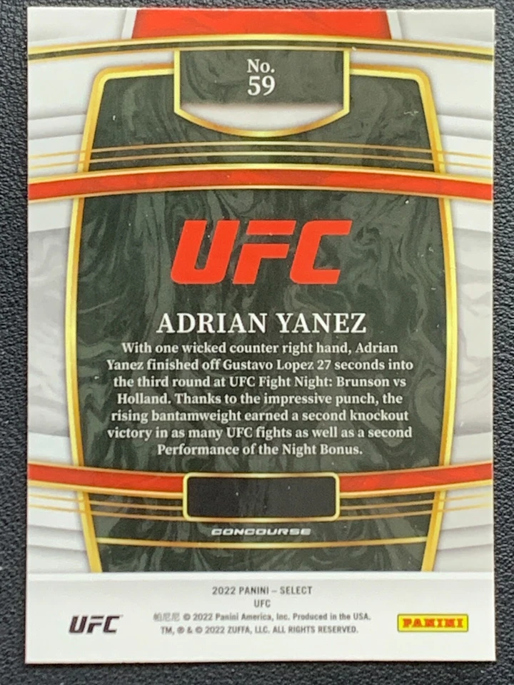 Adrian Yanez 59 Blue Select UFC 2022 Panini [2] - Image 2 of 3