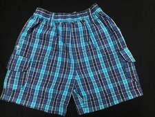 Boys Blue Check Cargo Shorts - Size 0 - RRP $19.99