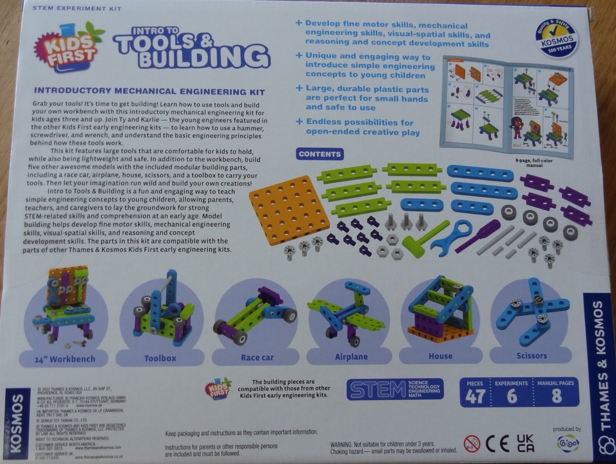 Thames & Kosmos Kids First Tools & Building STEM Kit - 6 Models For Ages 3+ With Workbench