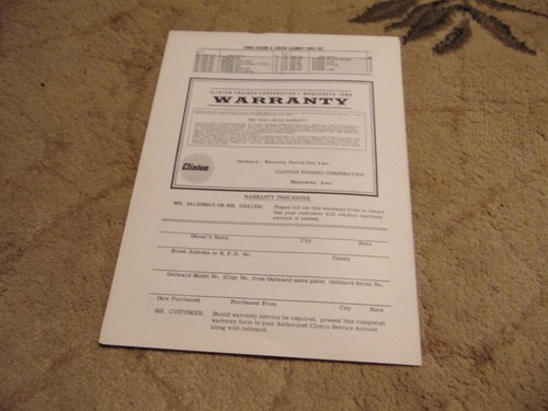 Original Vintage Clinton K-753 7.5 HP Outboard Owners Manual Parts List - Picture 5 of 5