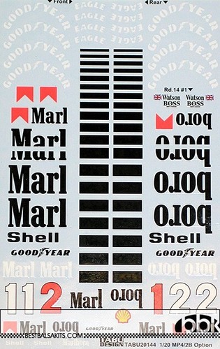 1/20 McLAREN MP4/2B OPTION DECAL for AOSHIMA BEEMAX PROST LAUDA - 第 1/1 張圖片