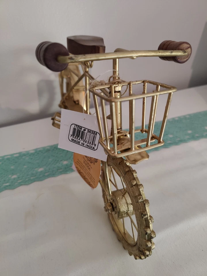 Escultura Bicicleta Vintage.Mesa o Estante.Acero y Madera 13 1/2" Hecha a Mano Nueva Foto 4 de 4