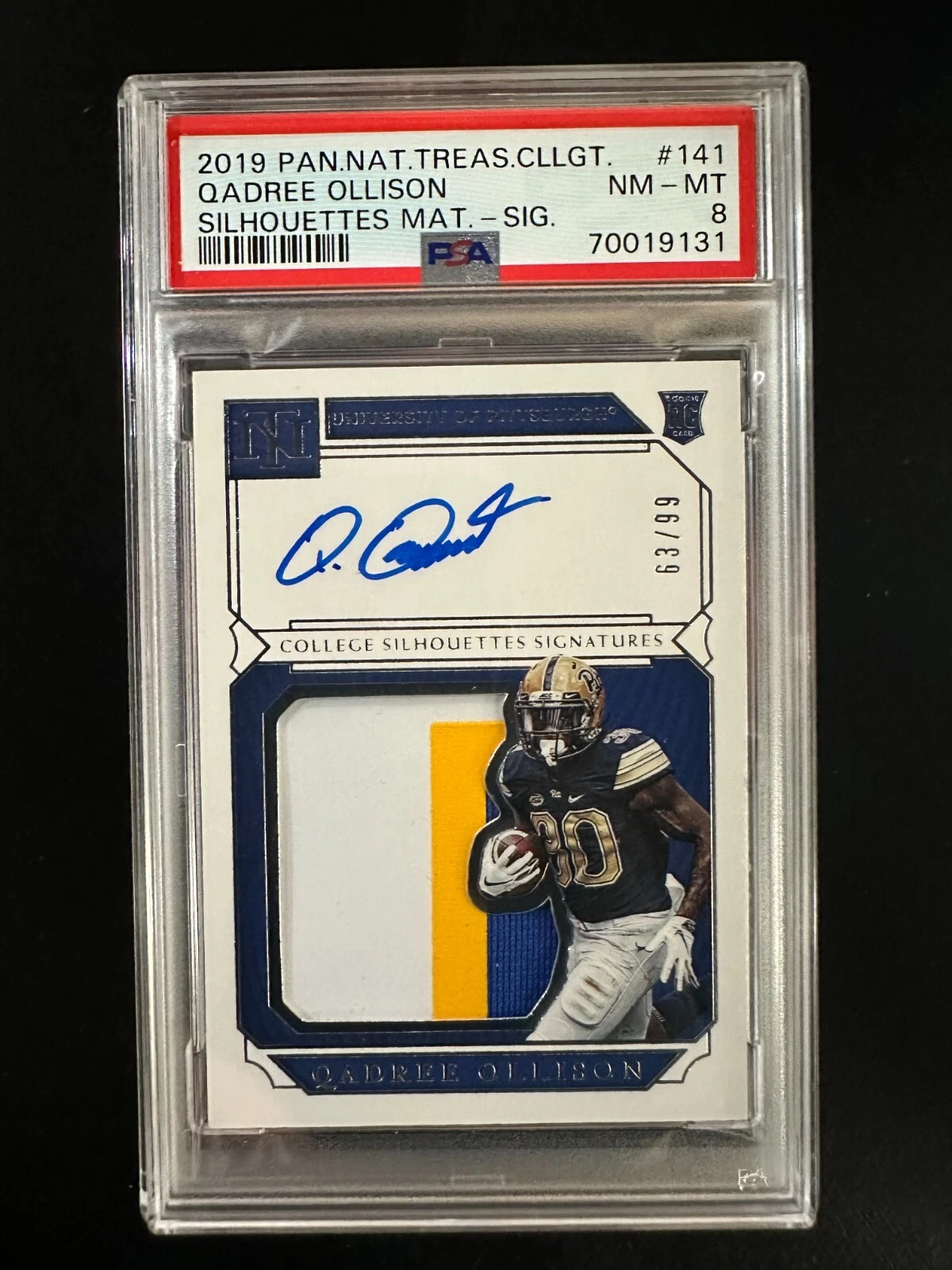 Qadree Ollison Panini National Treasures Collegiate Silhouettes Material #141 Signature