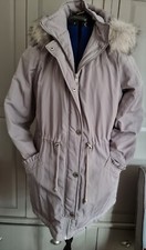 New With Tags Lipsy Grey Frill Detail Parka Coat Size 16 Rrp £110.00 / Fake Fur