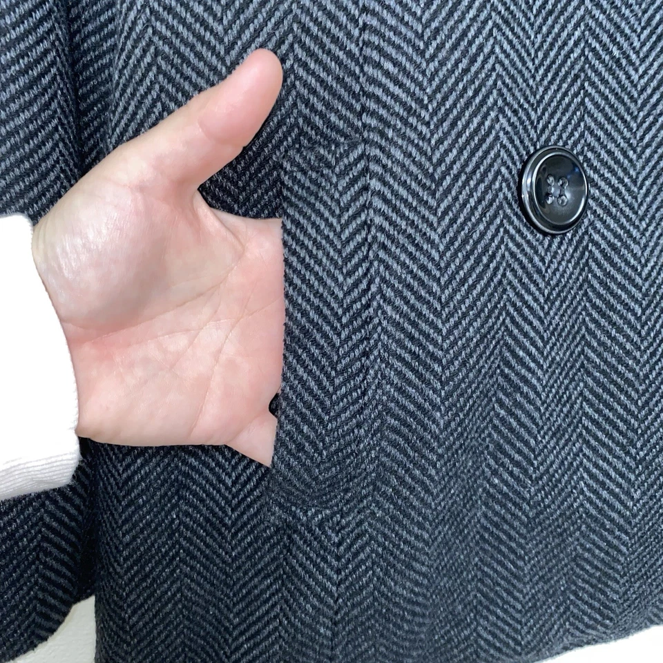 Chaqueta para mujer Rampage negra/gris doble botonadura caviar guisante abrigo ropa de trabajo mediana Foto 2 de 4